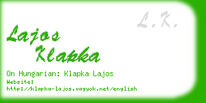 lajos klapka business card